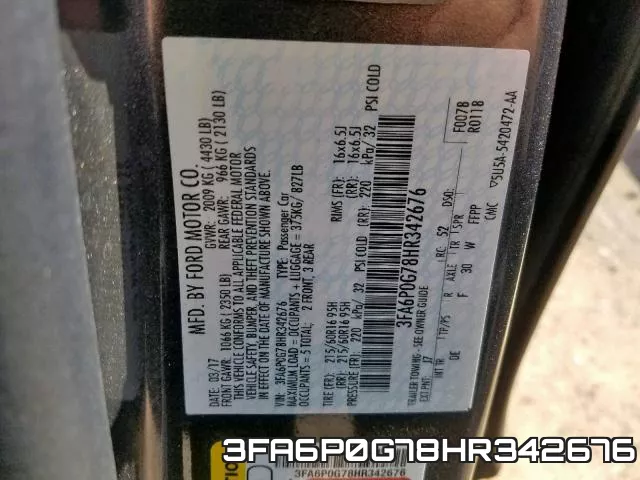 3FA6P0G78HR342676 фото 2