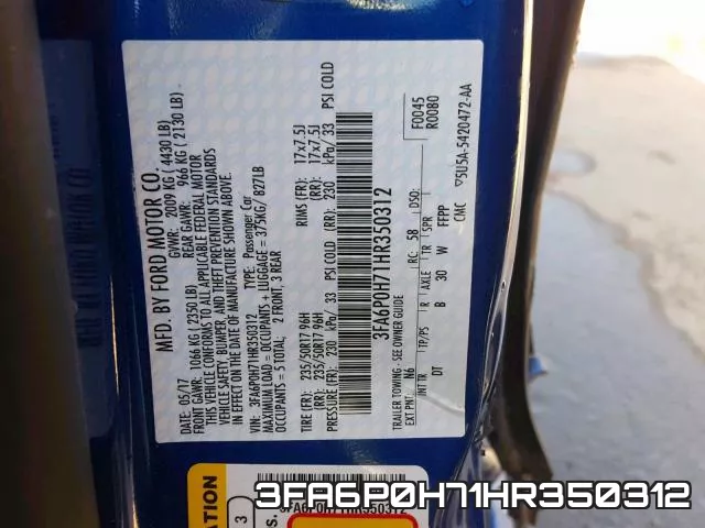 3FA6P0H71HR350312 фото 2