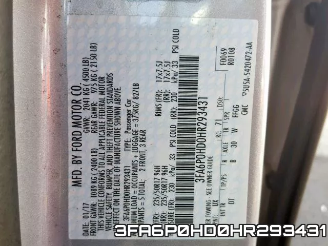 3FA6P0HD0HR293431 фото 2