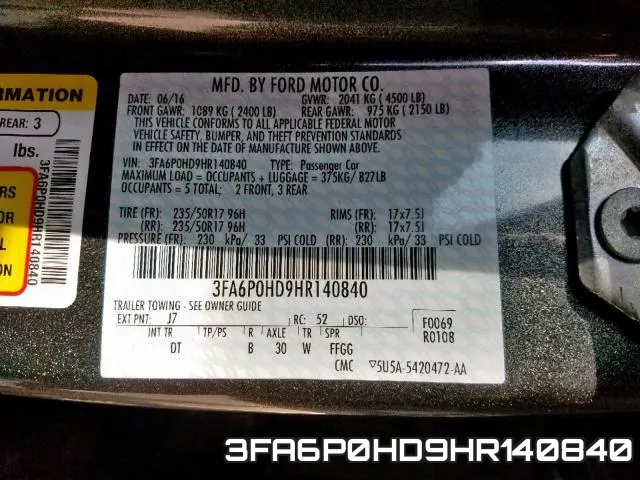 3FA6P0HD9HR140840 фото 2