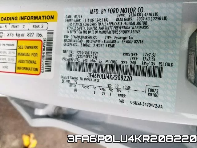 3FA6P0LU4KR208220 фото 2