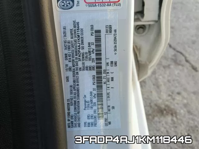 3FADP4AJ1KM118446 фото 2