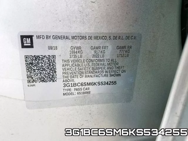 3G1BC6SM6KS534255 фото 2