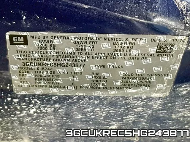 3GCUKREC5HG243877 фото 2