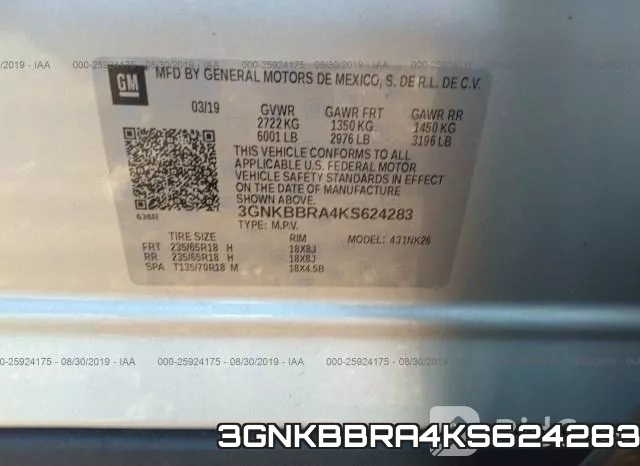 3GNKBBRA4KS624283 фото 10