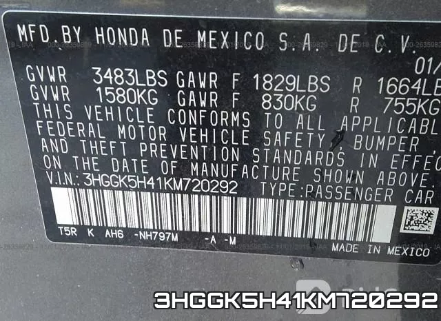 3HGGK5H41KM720292 фото 10