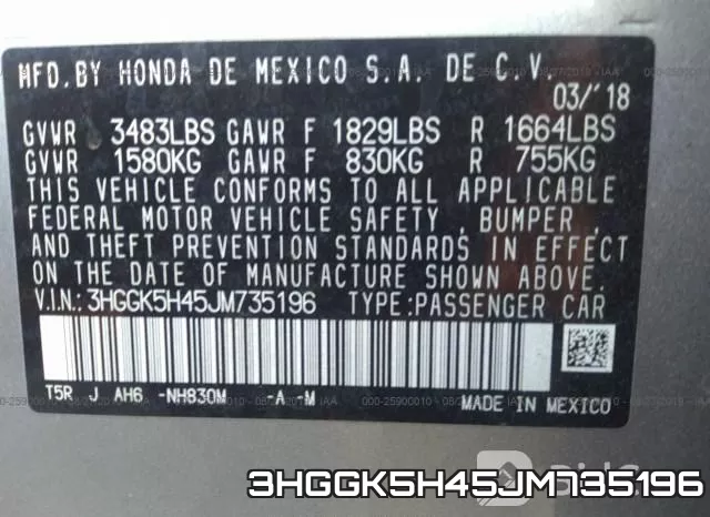3HGGK5H45JM735196 фото 10