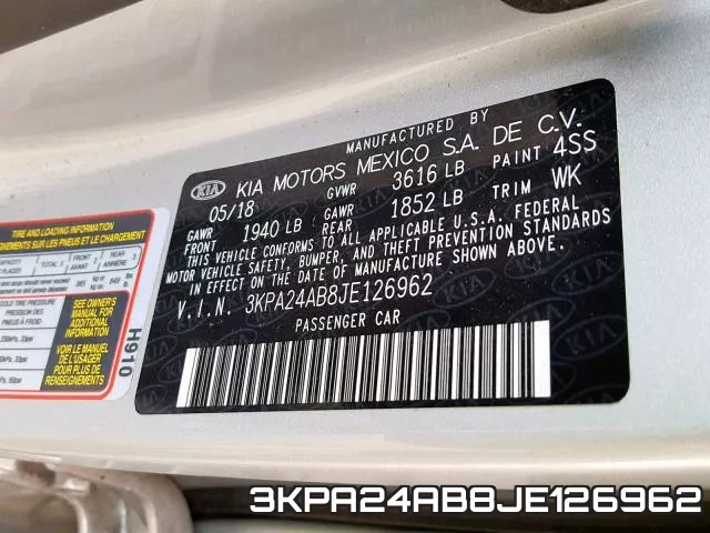 3KPA24AB8JE126962 фото 2
