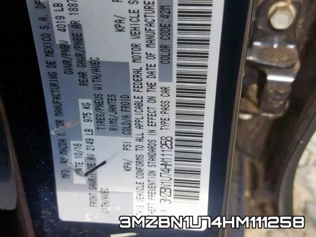 3MZBN1U74HM111258 фото 2