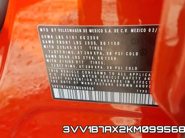 3VV1B7AX2KM099568 фото 2