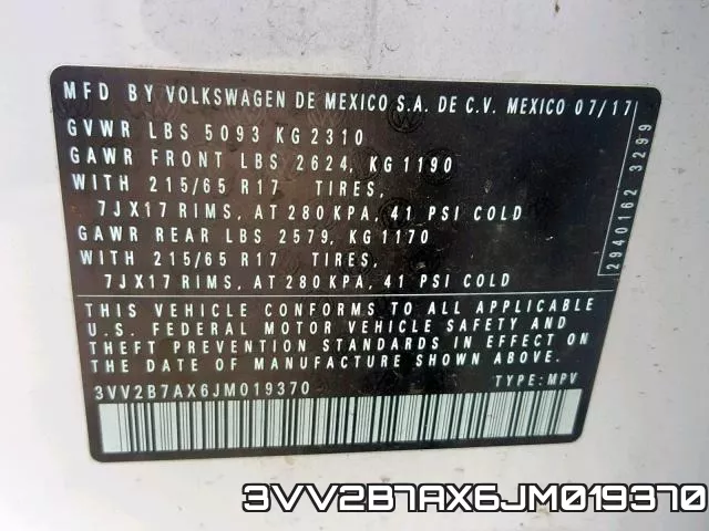3VV2B7AX6JM019370 фото 2