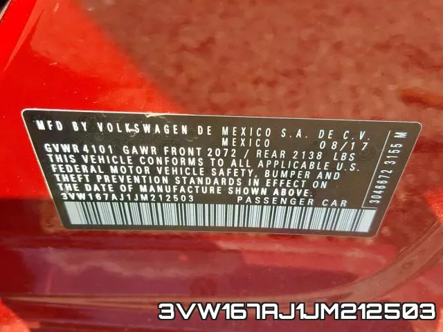 3VW167AJ1JM212503 фото 2