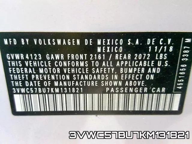 3VWC57BU7KM131821 фото 2