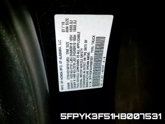 5FPYK3F51HB007531 фото 2