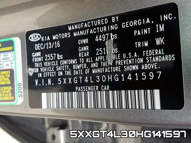 5XXGT4L30HG141597 фото 2
