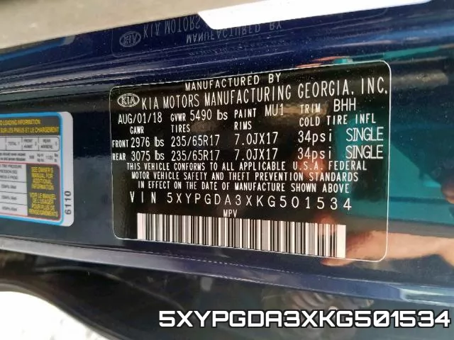 5XYPGDA3XKG501534 фото 2