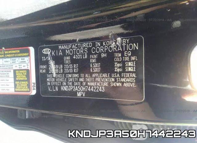 KNDJP3A50H7442243 фото 10