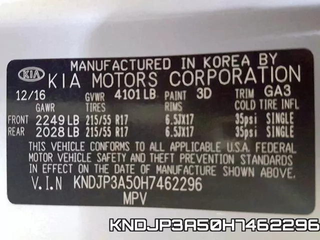 KNDJP3A50H7462296 фото 2