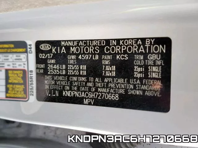KNDPN3AC6H7270668 фото 2