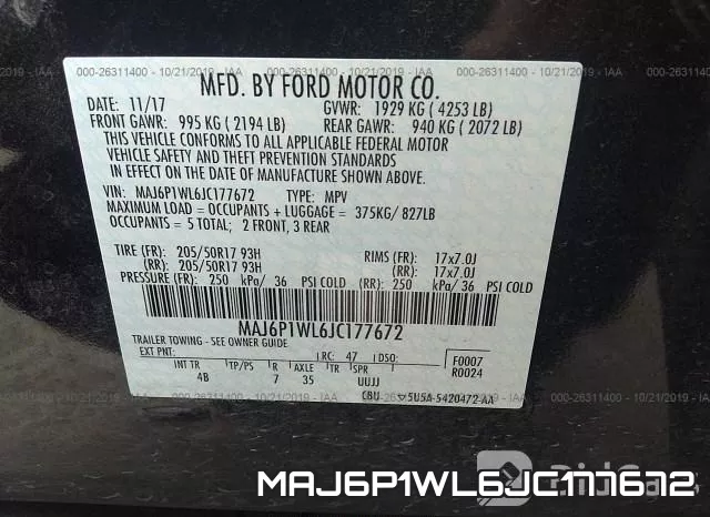 MAJ6P1WL6JC177672 фото 10