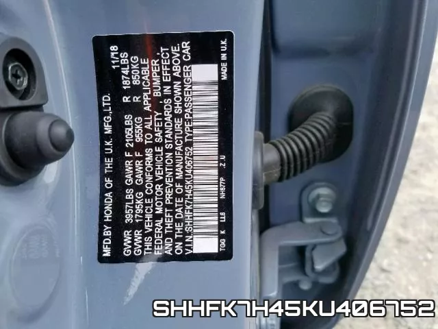 SHHFK7H45KU406752 фото 2