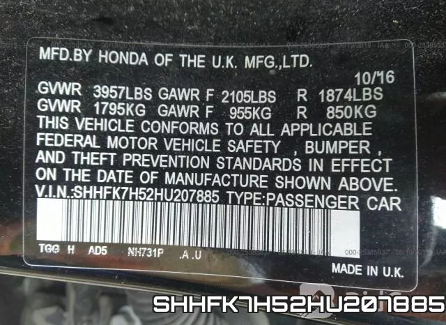 SHHFK7H52HU207885 фото 10