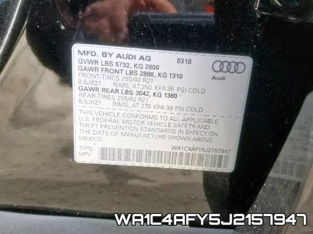 WA1C4AFY5J2157947 фото 2
