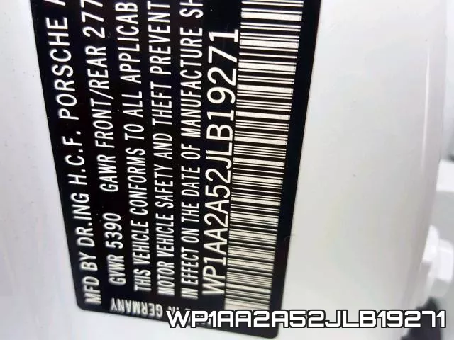 WP1AA2A52JLB19271 фото 2