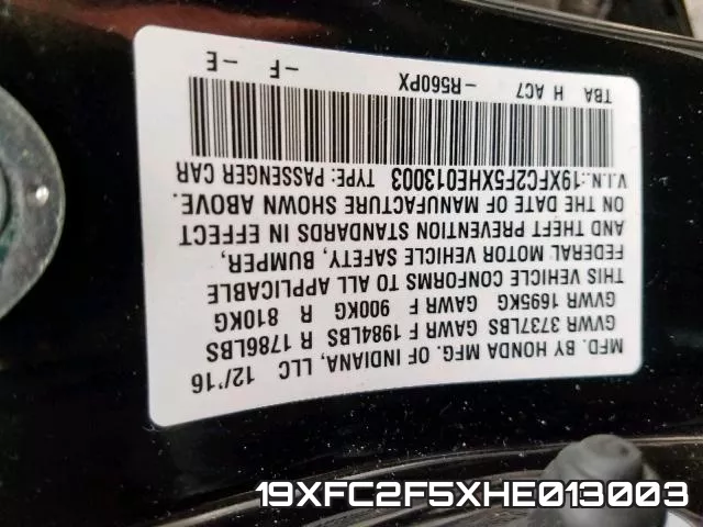 19XFC2F5XHE013003 фото 2