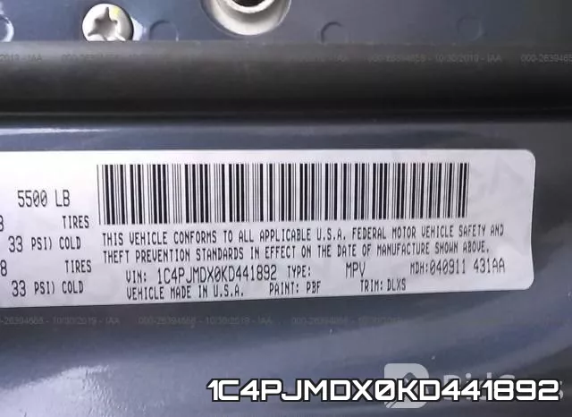 1C4PJMDX0KD441892 фото 10