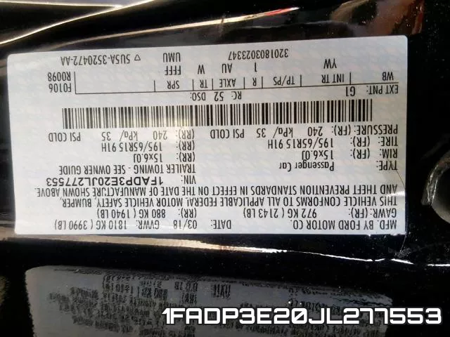 1FADP3E20JL277553 фото 2