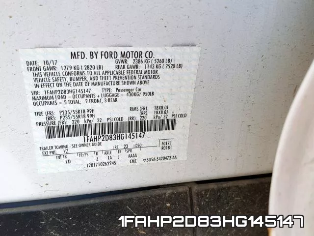 1FAHP2D83HG145147 фото 2