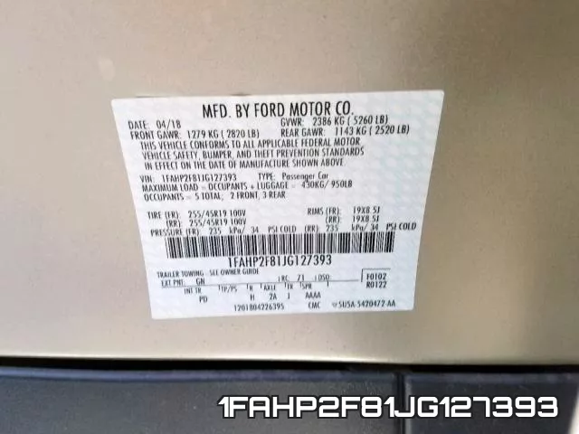 1FAHP2F81JG127393 фото 2