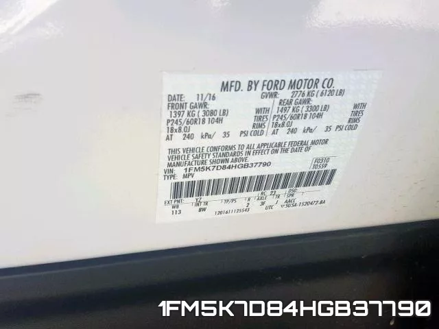 1FM5K7D84HGB37790 фото 2
