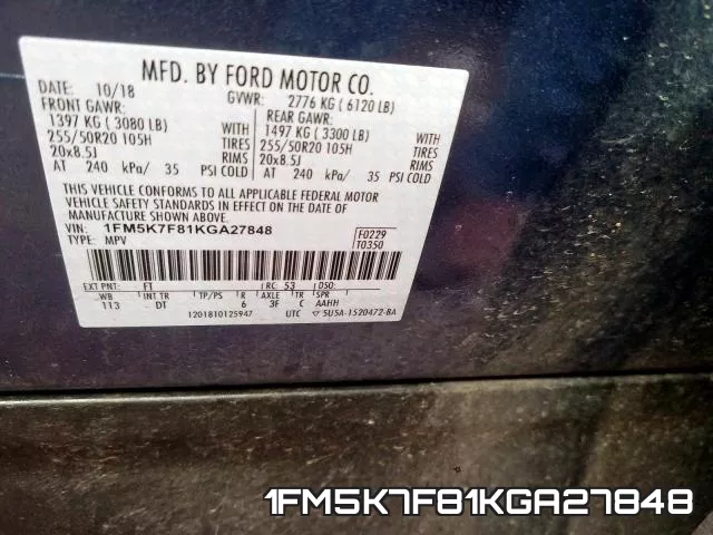 1FM5K7F81KGA27848 фото 2