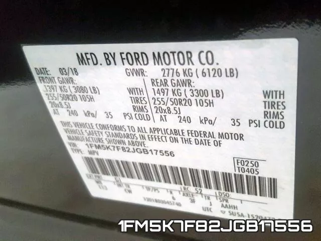 1FM5K7F82JGB17556 фото 2