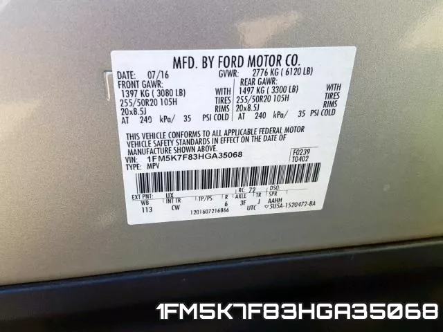 1FM5K7F83HGA35068 фото 2