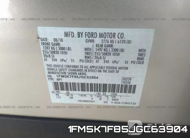 1FM5K7F85JGC63904 фото 10