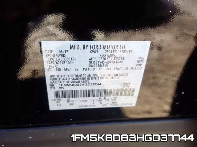 1FM5K8D83HGD37744 фото 2