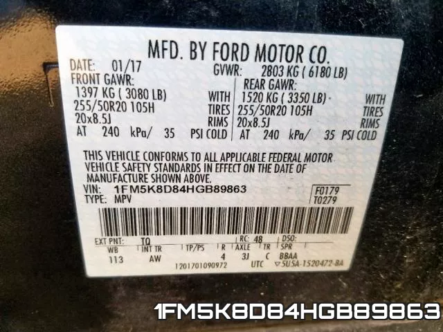 1FM5K8D84HGB89863 фото 2
