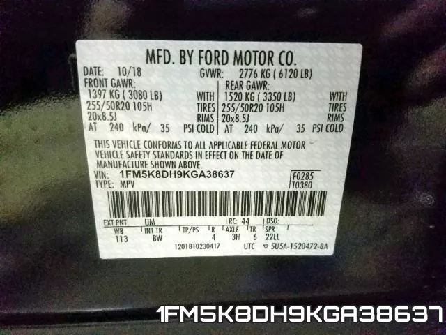 1FM5K8DH9KGA38637 фото 2