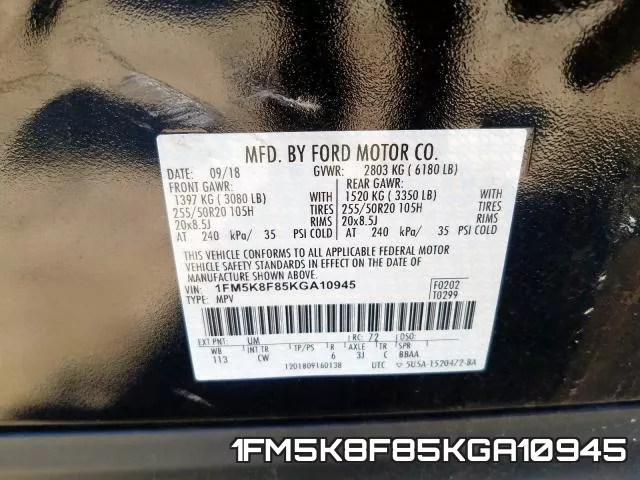 1FM5K8F85KGA10945 фото 2