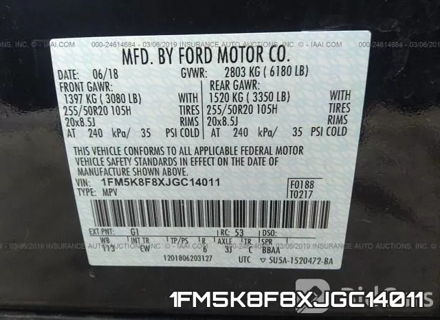 1FM5K8F8XJGC14011 фото 10