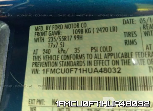1FMCU0F71HUA48032 фото 10