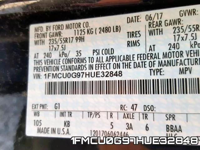1FMCU0G97HUE32848 фото 2