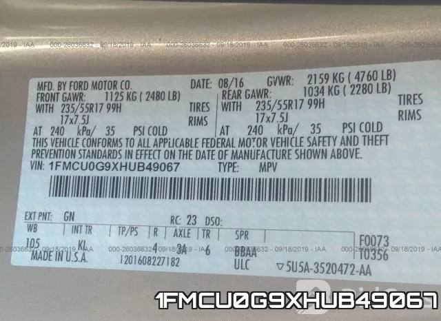 1FMCU0G9XHUB49067 фото 10