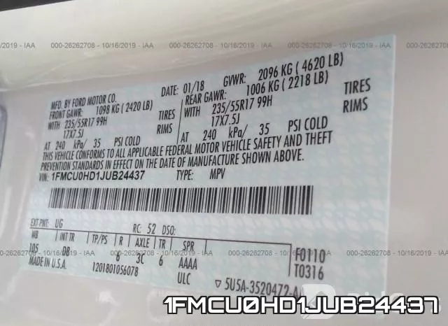 1FMCU0HD1JUB24437 фото 10