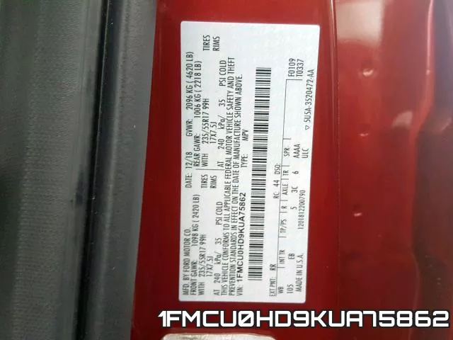 1FMCU0HD9KUA75862 фото 2