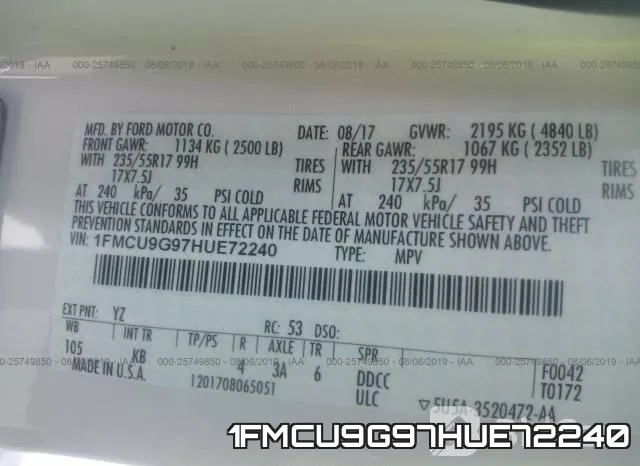 1FMCU9G97HUE72240 фото 10