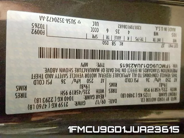 1FMCU9GD1JUA23615 фото 2